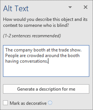 Image of the Alt Text dialogue