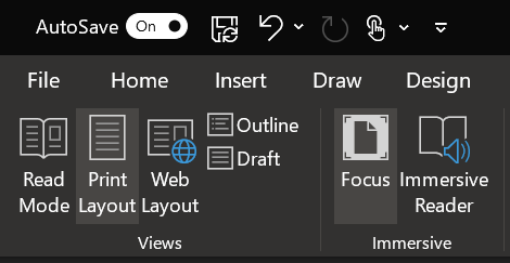 Image of Focus Assist in Word