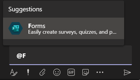 Screen shot of typing @F into the chat
