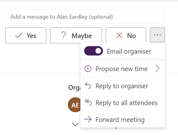 Image showing meeting details pane with ellipsis selected